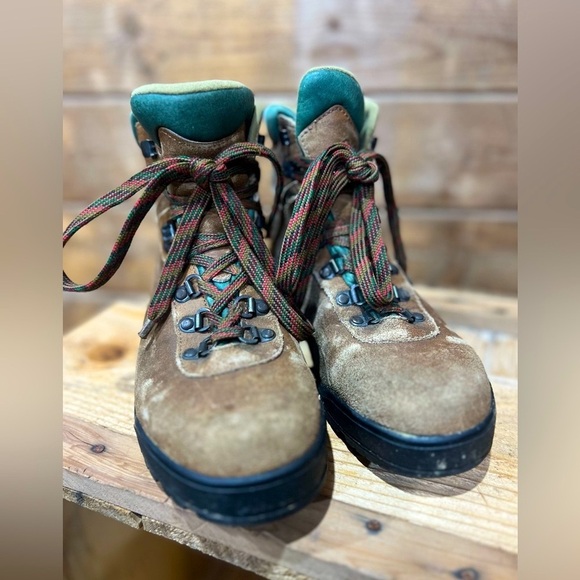 Asolo Suede Leather Hiking Boots Tan & Forest Green Men’s 7 / Women’s 8.5 Asolo Suede Leather Hiking Boots Tan & Forest Green Men main image 2